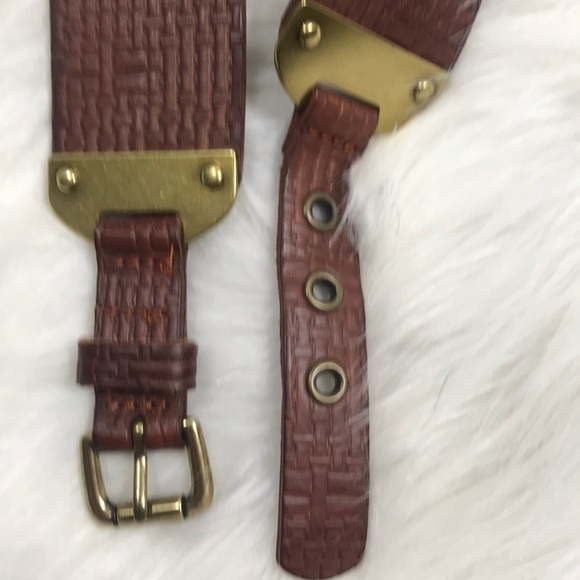 Fossil tooled weave leather belt size s/m - Picture 5 of 7